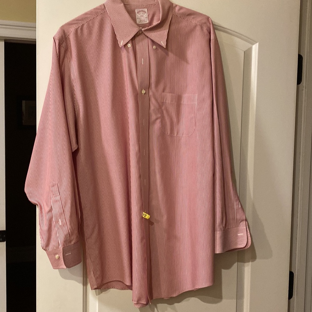 Brooks Brothers dress shirt red and white striped cotton